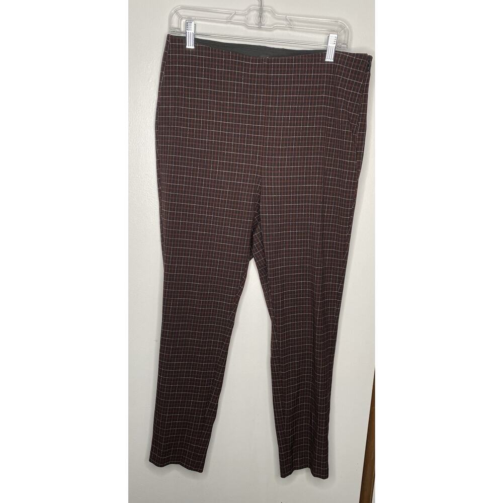 ANN TAYLOR LOFT HIGH WAIST CURVY SKINNY PANTS – WOMEN’S SIZE 12 (PLAID Burgundy)
